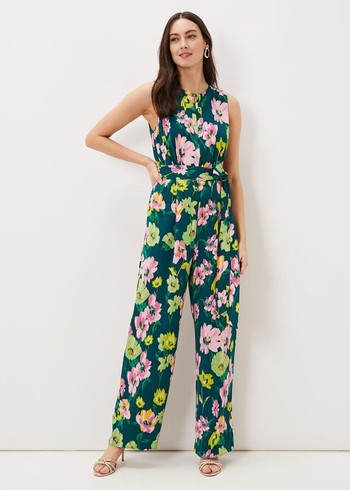 Phase Eight Effie Printed Jumpsuit Turquoise/Multicolor Australia | SJ7514386